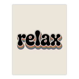 "Artery8 Relax Colourful Retro Rainbow Font Typography Wall Art Print in Beige - Size: W12"" x H16""" - thumbnail 1