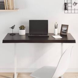 Berkfield Home Table Top Dark Grey 100x40x(2-4) cm Treated Solid Wood Live Edge in Dark Brown - thumbnail 2