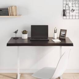 Berkfield Home Table Top Dark Grey 100x40x(2-4) cm Treated Solid Wood Live Edge in Dark Brown