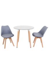 Life Interiors 'Round Lorenzo' Dining Set with a Table & Chairs Set of 2 in Grey - thumbnail 1