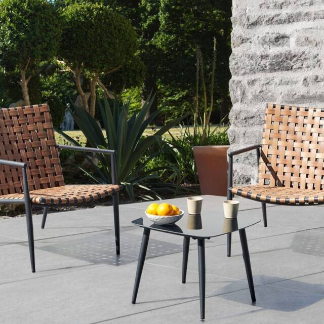 Wyld and Coco 2-Seater Bistro Set Brown PE Rattan with Black Steel Frame - image 1