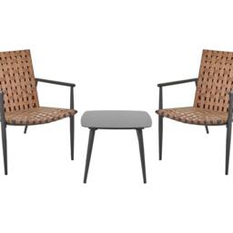 Wyld and Coco 2-Seater Bistro Set Brown PE Rattan with Black Steel Frame - thumbnail 2