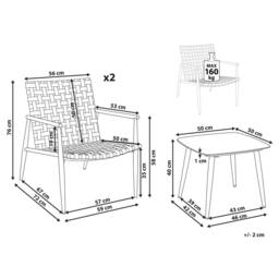 Wyld and Coco 2-Seater Bistro Set Brown PE Rattan with Black Steel Frame - thumbnail 3