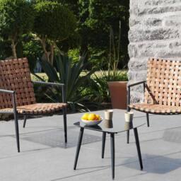Wyld and Coco 2-Seater Bistro Set Brown PE Rattan with Black Steel Frame