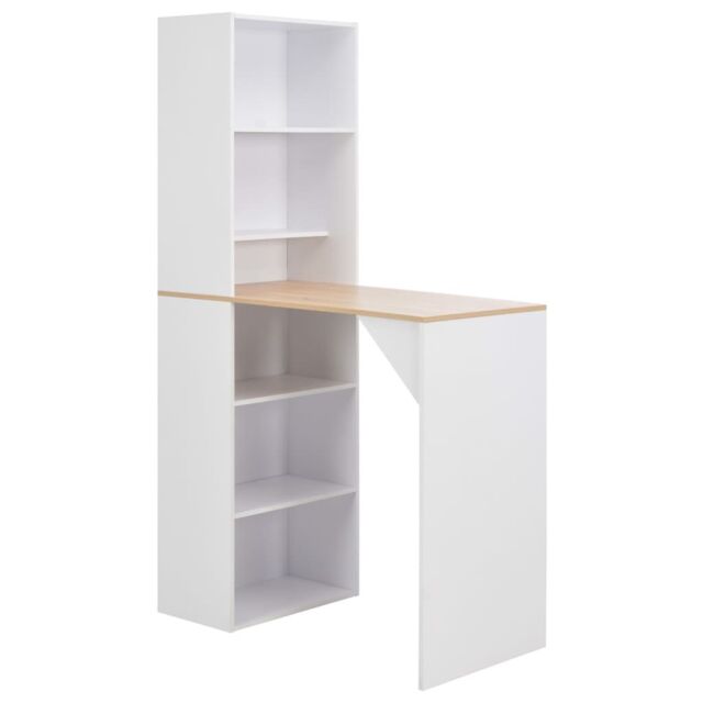 Berkfield Home Bar Table with Cabinet White 115x59x200 cm - Size: 115 x 59 x 200 cm - image 1