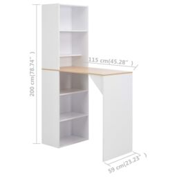 Berkfield Home Bar Table with Cabinet White 115x59x200 cm - Size: 115 x 59 x 200 cm - thumbnail 6