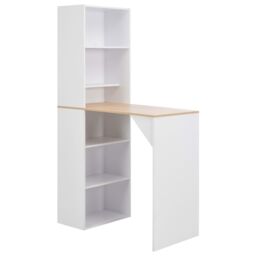 Berkfield Home Bar Table with Cabinet White 115x59x200 cm - Size: 115 x 59 x 200 cm - thumbnail 1