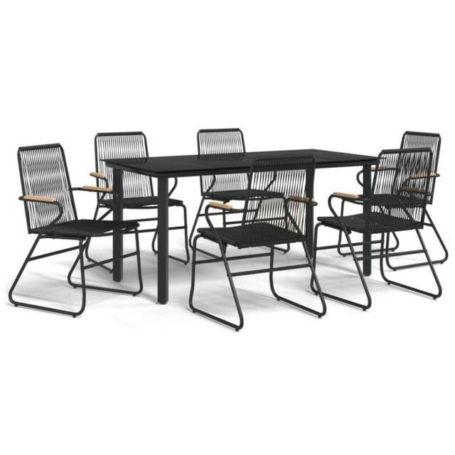 Berkfield Home 7 Piece Garden Dining Set Black PVC Rattan - image 1