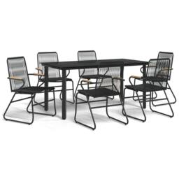 Berkfield Home 7 Piece Garden Dining Set Black PVC Rattan - thumbnail 1