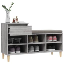 Berkfield Home Shoe Cabinet Grey Sonoma 102x36x60 cm Engineered Wood - Size: 102 x 36 x 60 cm - thumbnail 5