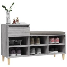 Berkfield Home Shoe Cabinet Grey Sonoma 102x36x60 cm Engineered Wood - Size: 102 x 36 x 60 cm - thumbnail 4
