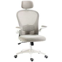VINSETTO Mesh Office Chair with Headrest, 4D Lumbar Support, Flip-up Arm in Grey - thumbnail 2