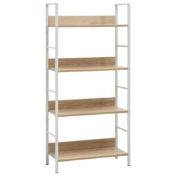 Berkfield Home 4-Layer Book Shelf Oak 60x27.6x124.5 cm Engineered Wood in Brown - thumbnail 1