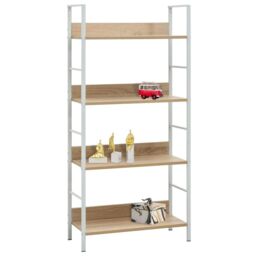 Berkfield Home 4-Layer Book Shelf Oak 60x27.6x124.5 cm Engineered Wood in Brown - thumbnail 2