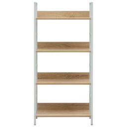 Berkfield Home 4-Layer Book Shelf Oak 60x27.6x124.5 cm Engineered Wood in Brown - thumbnail 3