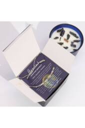 KDMD Gemini Zodiac Crystal Candle & Gemstone Bracelet Set, Tigers Eye in Blue - thumbnail 3