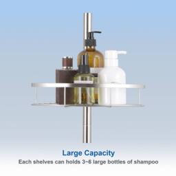 Dprodo Adjustable Stainless Steel Corner Shower Tension Pole in Silver - thumbnail 6