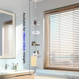 Dprodo Adjustable Stainless Steel Corner Shower Tension Pole in Silver - thumbnail 2
