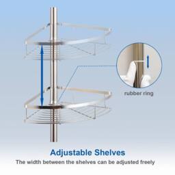 Dprodo Adjustable Stainless Steel Corner Shower Tension Pole in Silver - thumbnail 5