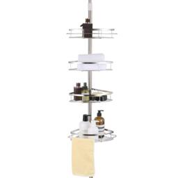Dprodo Adjustable Stainless Steel Corner Shower Tension Pole in Silver - thumbnail 1