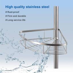 Dprodo Adjustable Stainless Steel Corner Shower Tension Pole in Silver - thumbnail 4