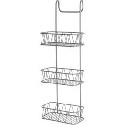 Nordara 3 Tier No Drill Metal Shower Caddy Non-Rusting Wall Mount Bathroom in Grey