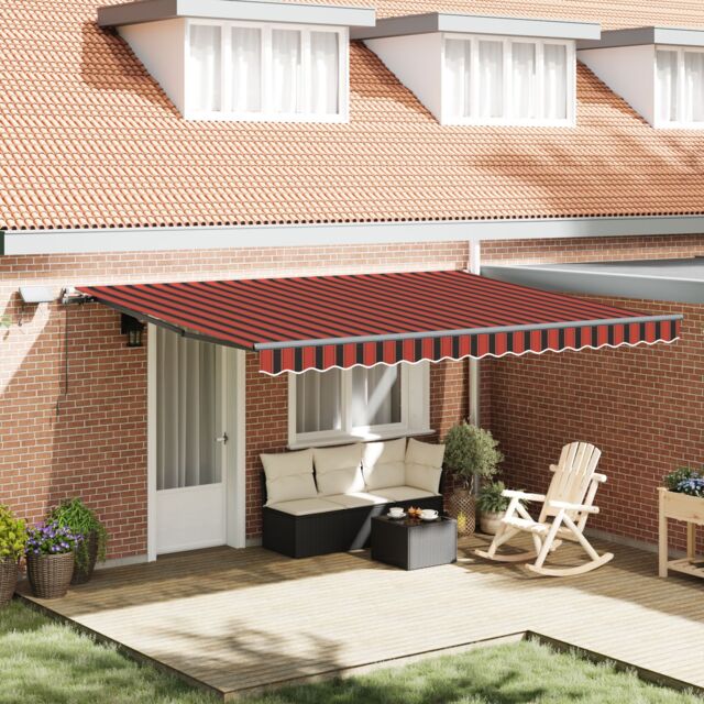 Berkfield Home Manual Retractable Awning with LED Orange & Brown 450x300 cm - image 1