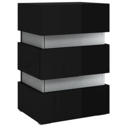 Berkfield Home LED Bedside Cabinet High Gloss Black 45x35x67 cm Engineered Wood - Size: 45 x 35 x 67 cm - thumbnail 4