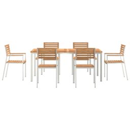 Berkfield Home 7 Piece Garden Dining Set Solid Wood Teak in Brown - thumbnail 7