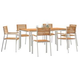 Berkfield Home 7 Piece Garden Dining Set Solid Wood Teak in Brown - thumbnail 3