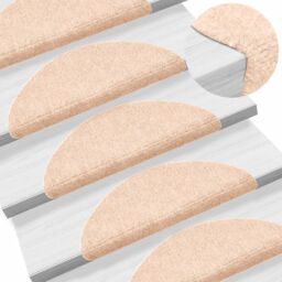 Berkfield Home Self-adhesive Stair Mats 10 pcs Brown 56x17x3 cm Needle Punch - Size: Medium - thumbnail 1