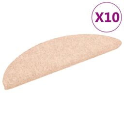 Berkfield Home Self-adhesive Stair Mats 10 pcs Brown 56x17x3 cm Needle Punch - Size: Medium - thumbnail 2