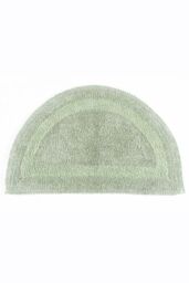 Homescapes Luxury Semi Circle Bath Mat Reversible 1600GSM 100% Cotton, 50 x 80cm in Pale Green - Size: 50 x 80 cm - thumbnail 1