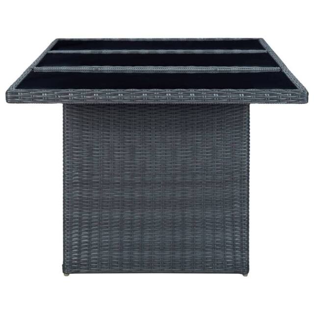 Berkfield Home Garden Table Dark Grey Poly Rattan & Tempered Glass - image 1
