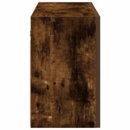 Berkfield Home Decorative Bathroom Wall Cabinet Smoked Oak 100x25x40 cm Engineer in Brown - Size: 100 x 25 x 40 cm - thumbnail 6