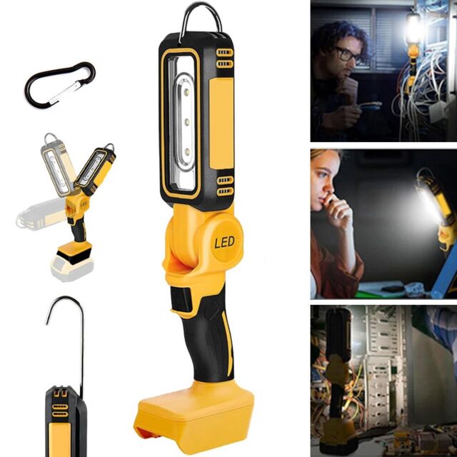 Hinsinc 140° Rotating Handheld Torch Cordless LED Work Light for Dewalt 18V 20V Battery in Yellow - image 1