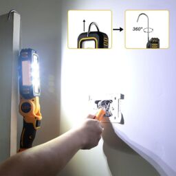 Hinsinc 140° Rotating Handheld Torch Cordless LED Work Light for Dewalt 18V 20V Battery in Yellow - thumbnail 7