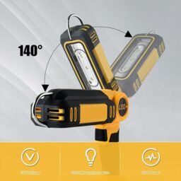 Hinsinc 140° Rotating Handheld Torch Cordless LED Work Light for Dewalt 18V 20V Battery in Yellow - thumbnail 6