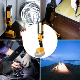 Hinsinc 140° Rotating Handheld Torch Cordless LED Work Light for Dewalt 18V 20V Battery in Yellow - thumbnail 5