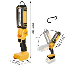 Hinsinc 140° Rotating Handheld Torch Cordless LED Work Light for Dewalt 18V 20V Battery in Yellow - thumbnail 2