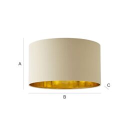 ValueLights Reni Beige with Metallic Gold Inner Easy Fit Drum Ceiling Lamp Shade - Size: Large - thumbnail 9