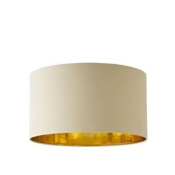 ValueLights Reni Beige with Metallic Gold Inner Easy Fit Drum Ceiling Lamp Shade - Size: Large - thumbnail 8