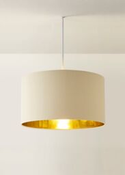 ValueLights Reni Beige with Metallic Gold Inner Easy Fit Drum Ceiling Lamp Shade - Size: Large - thumbnail 2