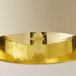 ValueLights Reni Beige with Metallic Gold Inner Easy Fit Drum Ceiling Lamp Shade - Size: Large - thumbnail 5