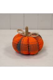 KDMD Tartan Fabric Pumpkin W15cm D15cm H13cm in Burnt Orange