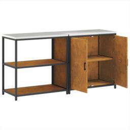 Berkfield Home with Shelf with Storage with Door Adjustable 2 pcs Rusty Weathering steel in Brown - thumbnail 7