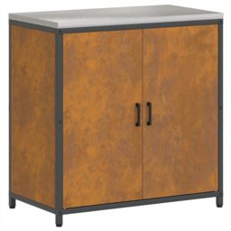 Berkfield Home with Shelf with Storage with Door Adjustable 2 pcs Rusty Weathering steel in Brown - thumbnail 6