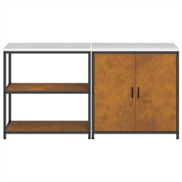 Berkfield Home with Shelf with Storage with Door Adjustable 2 pcs Rusty Weathering steel in Brown - thumbnail 9