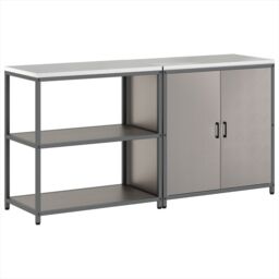 Berkfield Home with Shelf with Storage with Door Adjustable 2 pcs Rusty Weathering steel in Brown - thumbnail 8