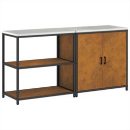 Berkfield Home with Shelf with Storage with Door Adjustable 2 pcs Rusty Weathering steel in Brown - thumbnail 2